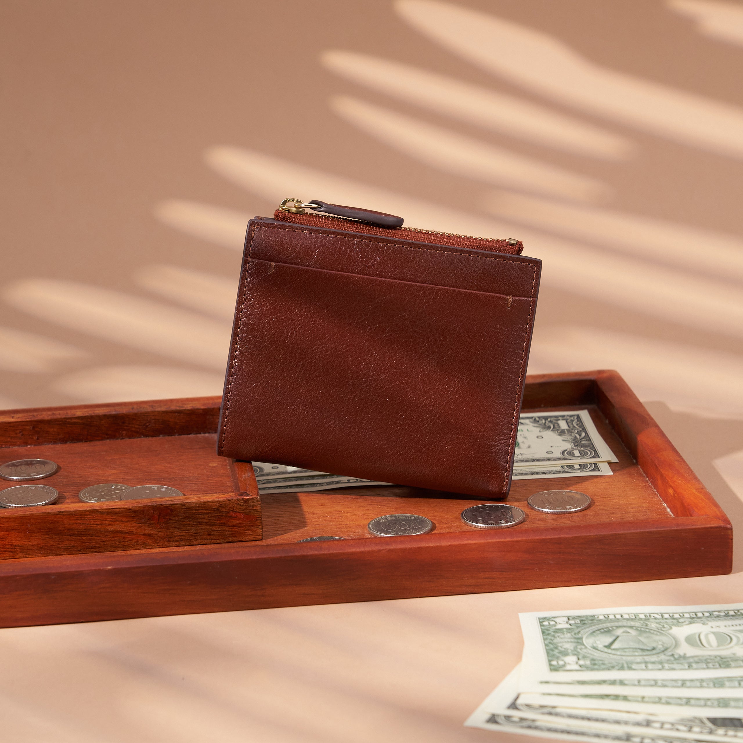 |Lux折疊零錢短夾 植鞣皮