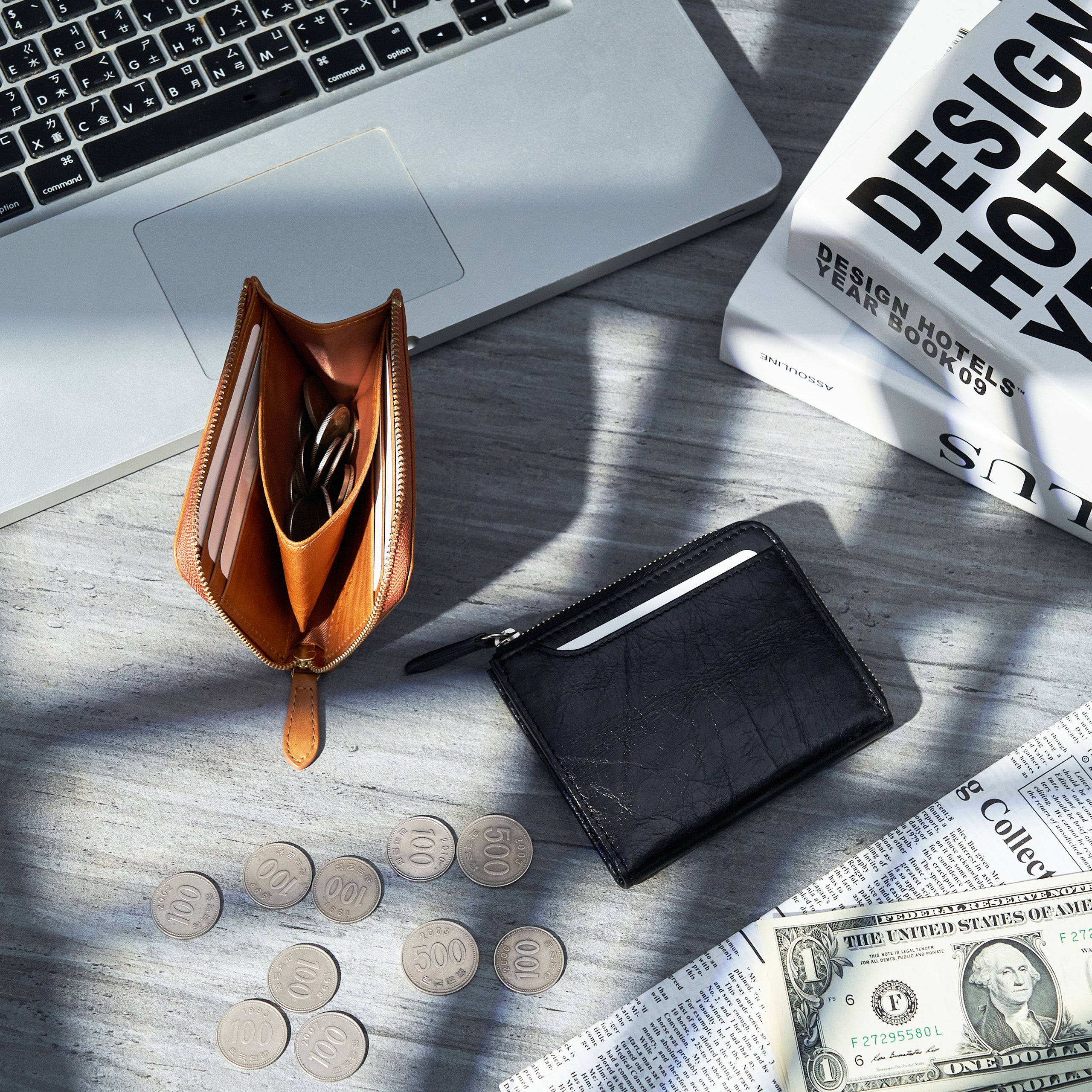 |Nello L型短夾 手抓紋皮