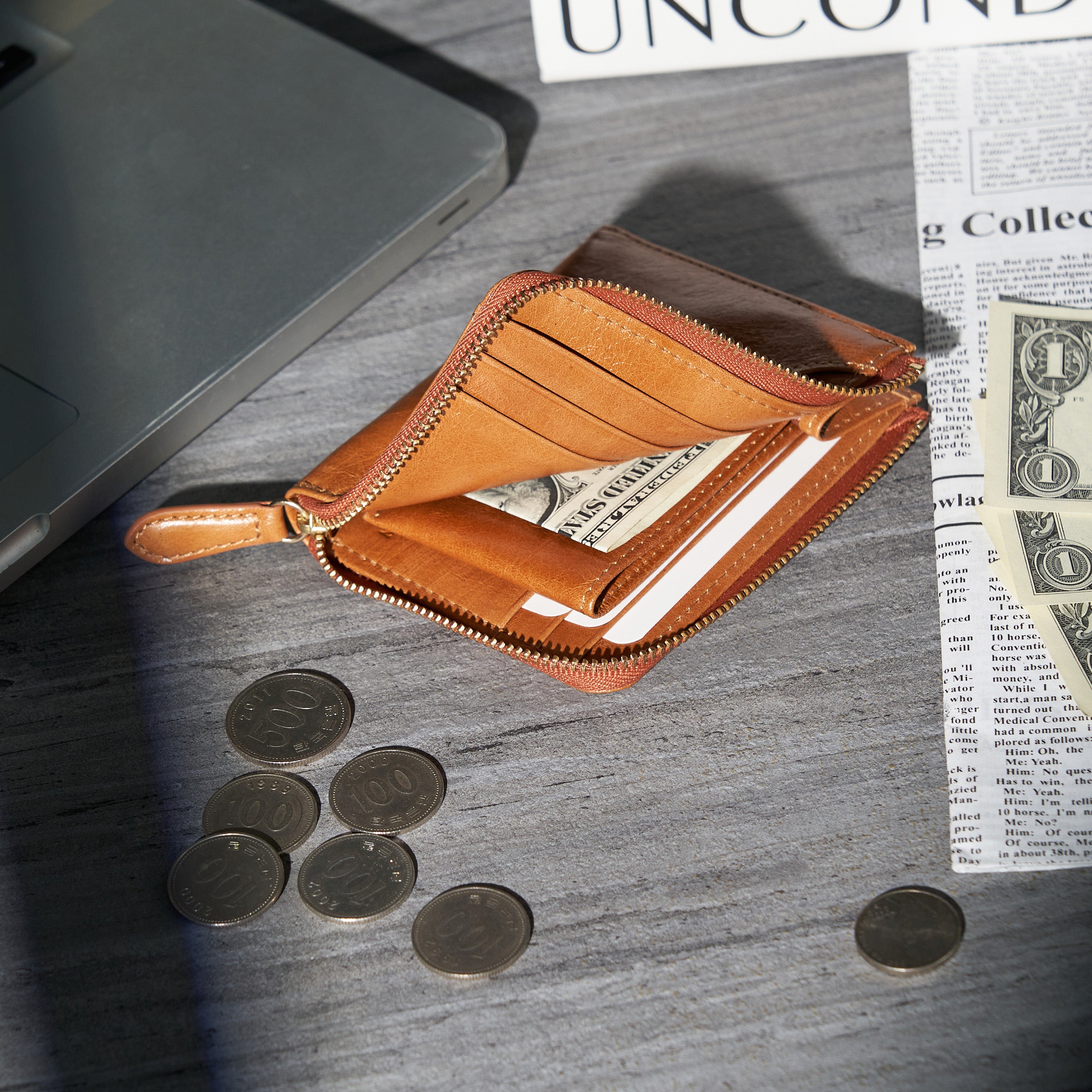 |Nello L型短夾 手抓紋皮