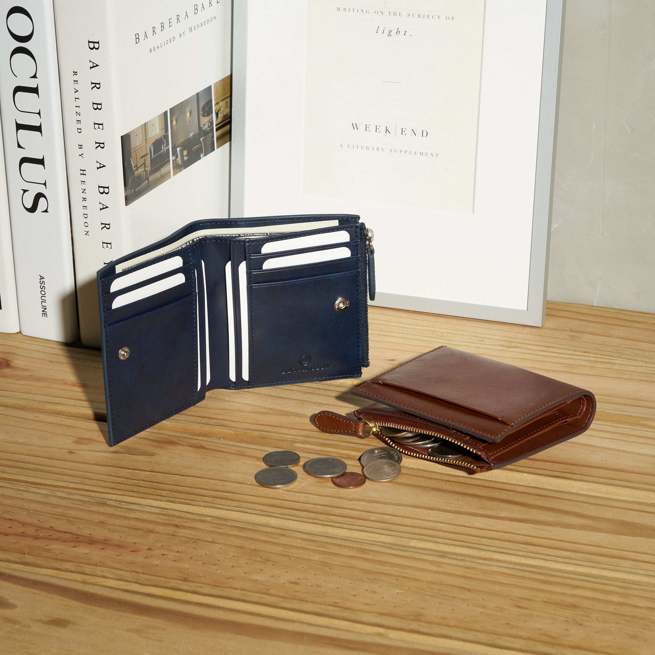 |Lux折疊零錢短夾 植鞣皮