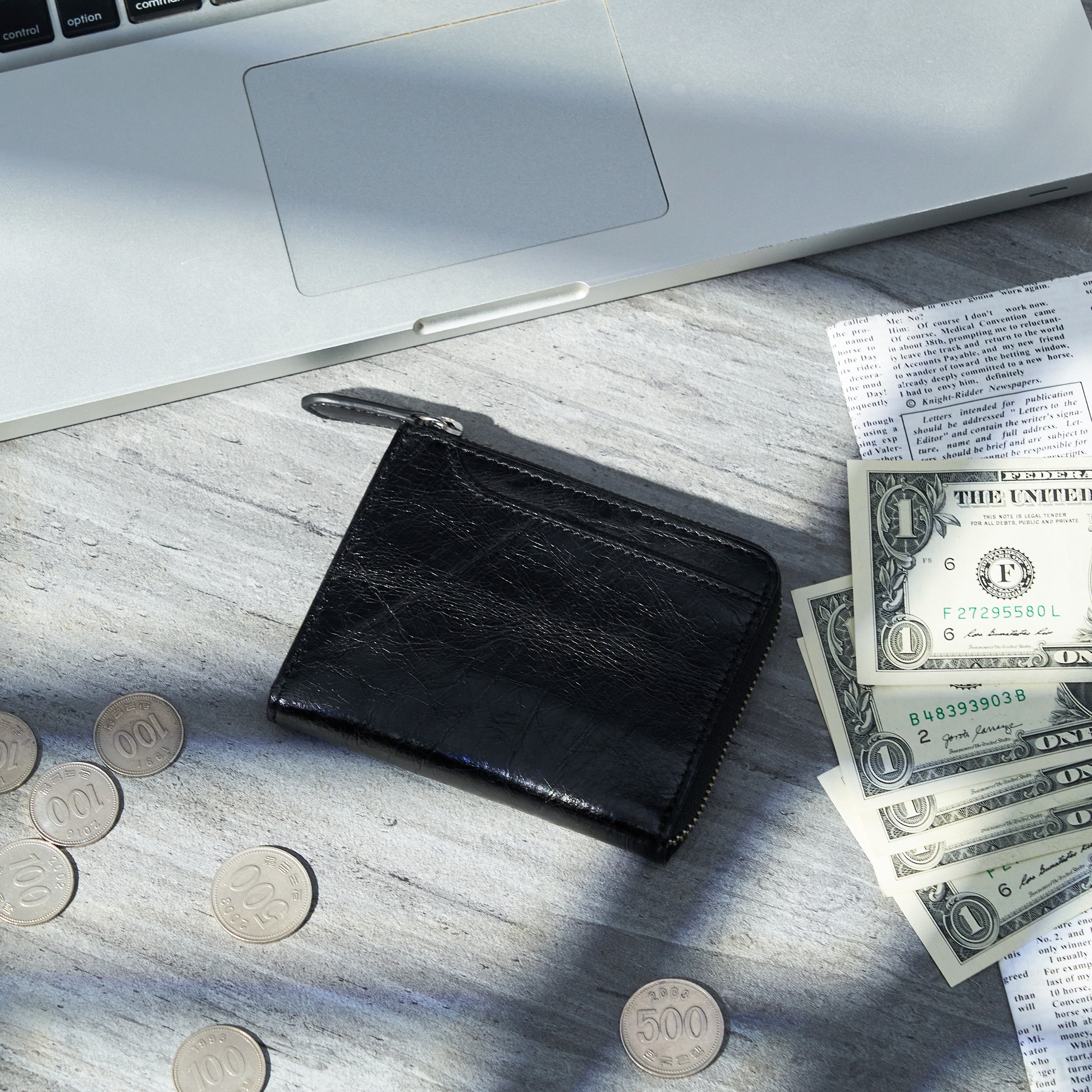 ｜Nello L型短夾 手抓紋皮